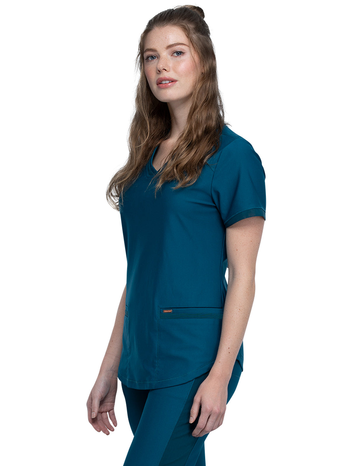 Women's Curved Hemline V-Neck Scrub Top