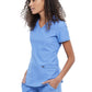 Women's Curved Hemline V-Neck Top - CK840 - Ciel Blue