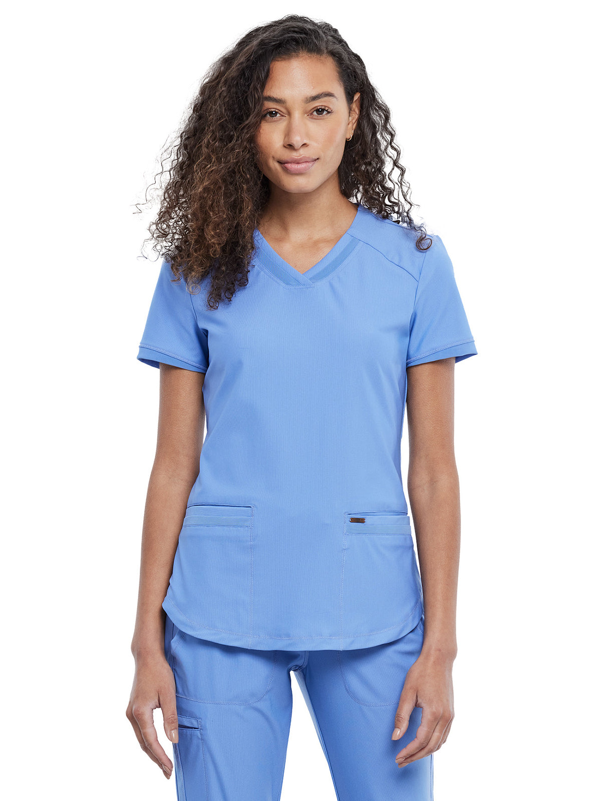 Women's Curved Hemline V-Neck Scrub Top