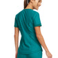 Women's Curved Hemline V-Neck Top - CK840 - Hunter Green