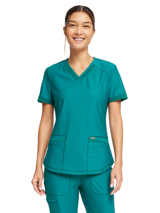 Women's Curved Hemline V-Neck Scrub Top