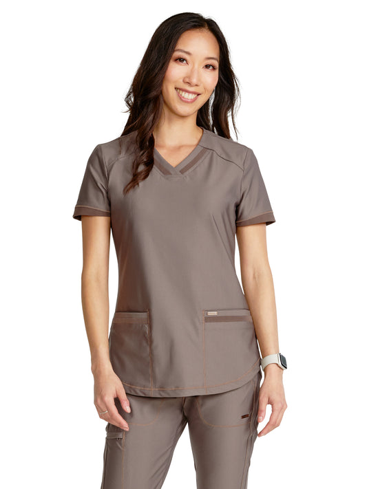 Women's Curved Hemline V-Neck Scrub Top