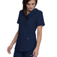 Women's Curved Hemline V-Neck Top - CK840 - Navy