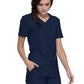 Women's Curved Hemline V-Neck Top - CK840 - Navy