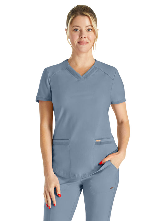 Women's Curved Hemline V-Neck Scrub Top