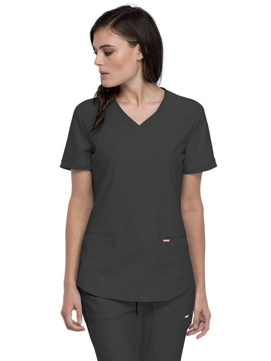 Women's Curved Hemline V-Neck Scrub Top