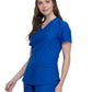 Women's Curved Hemline V-Neck Top - CK840 - Royal