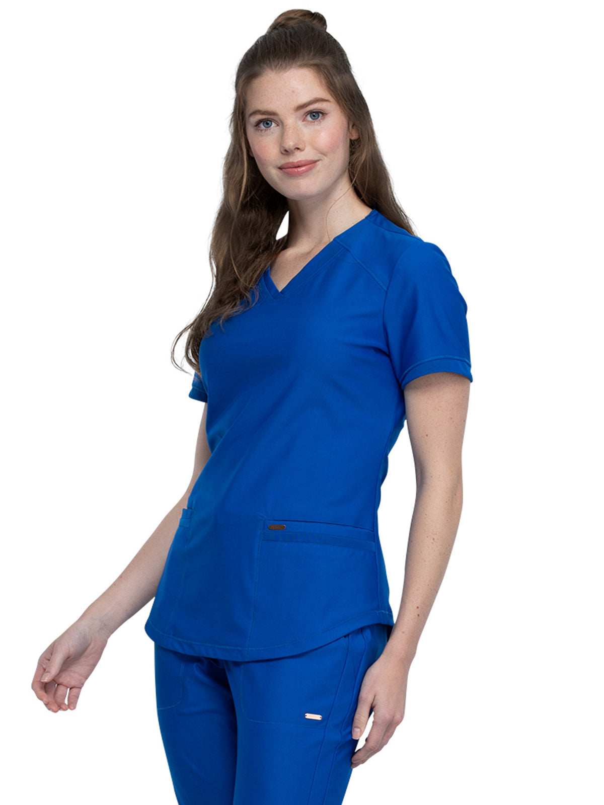 Women's Curved Hemline V-Neck Scrub Top