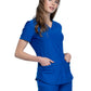 Women's Curved Hemline V-Neck Top - CK840 - Royal