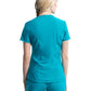 Women's Curved Hemline V-Neck Top - CK840 - Teal Blue