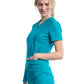 Women's Curved Hemline V-Neck Top - CK840 - Teal Blue