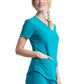 Women's Curved Hemline V-Neck Top - CK840 - Teal Blue