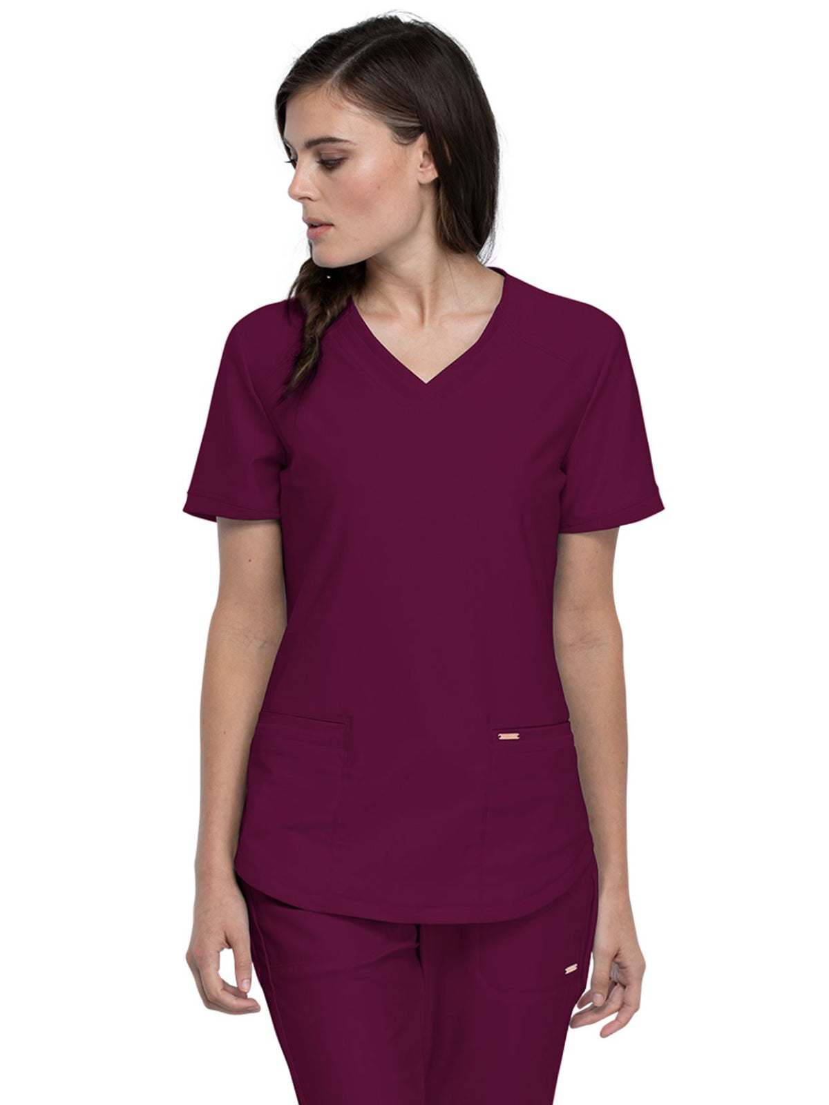 Women's Curved Hemline V-Neck Scrub Top