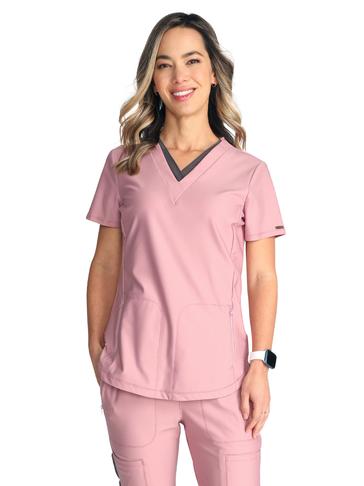 Women's 2-Pocket Contemporary V-Neck Scrub Top