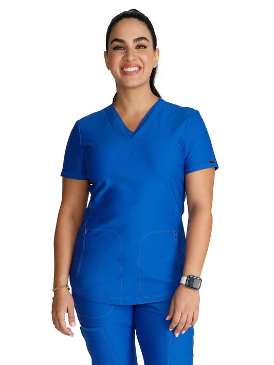 Women's 2-Pocket Contemporary V-Neck Scrub Top