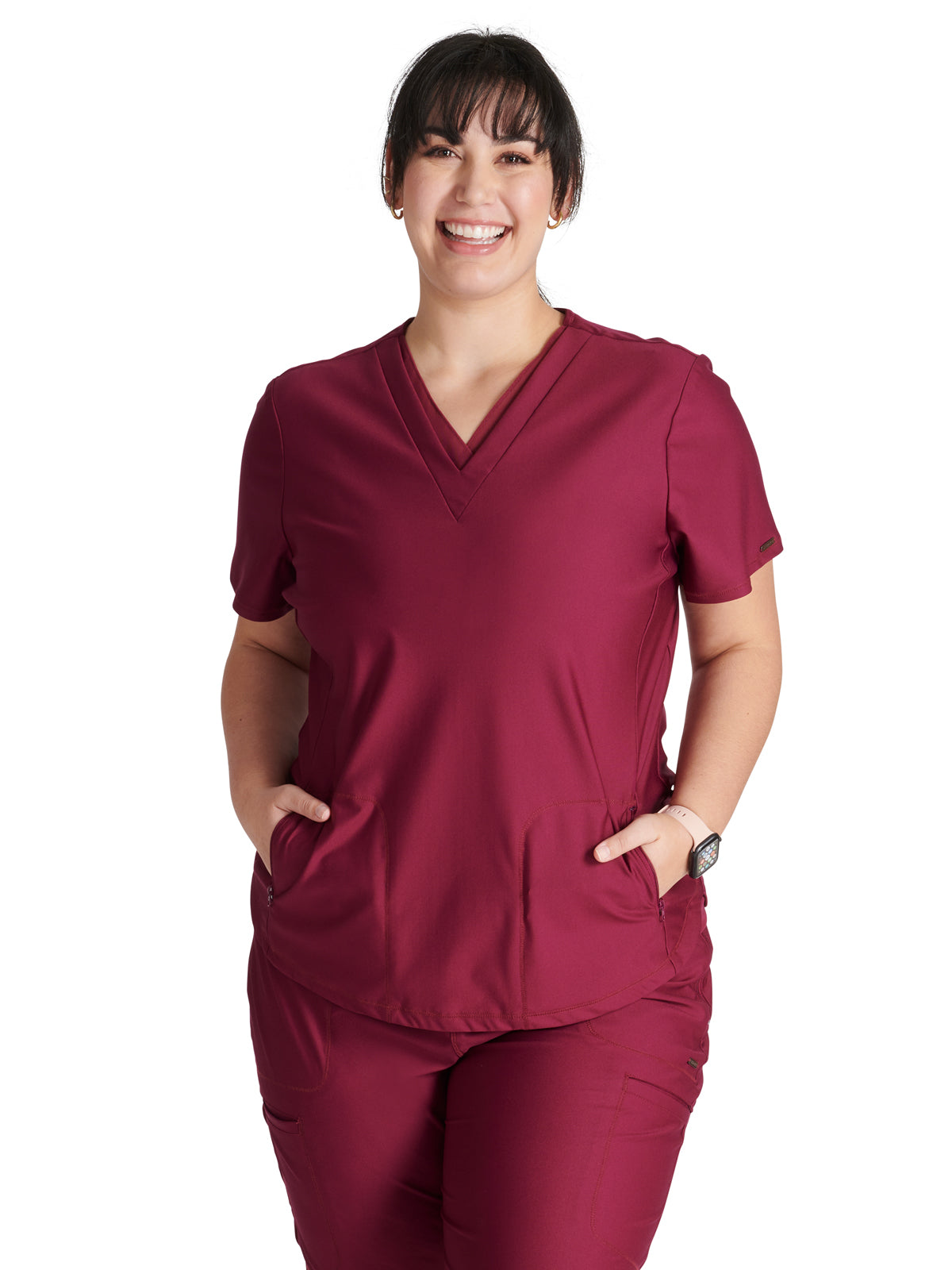 Women's 2-Pocket Contemporary V-Neck Scrub Top