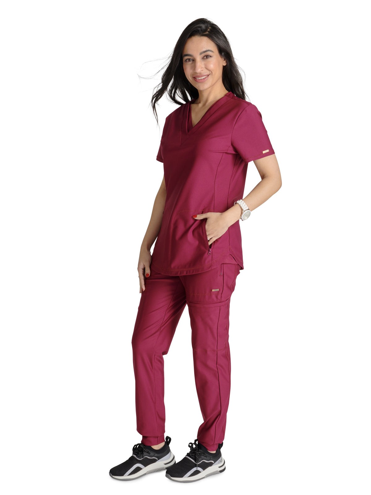 Women's 2-Pocket Contemporary V-Neck Scrub Top