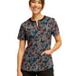 Women's 3-Pocket Round Neck Print Top