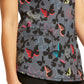 Women's 3-Pocket Round Neck Print Top