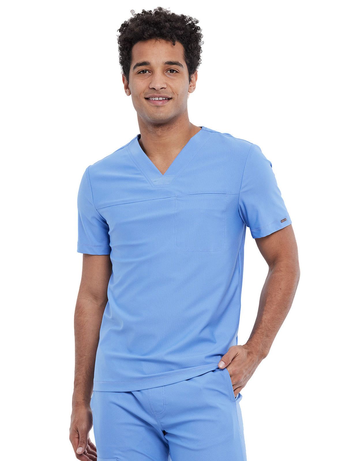 Men's Contouring Tuckable V-Neck Top - CK885 - Ciel Blue
