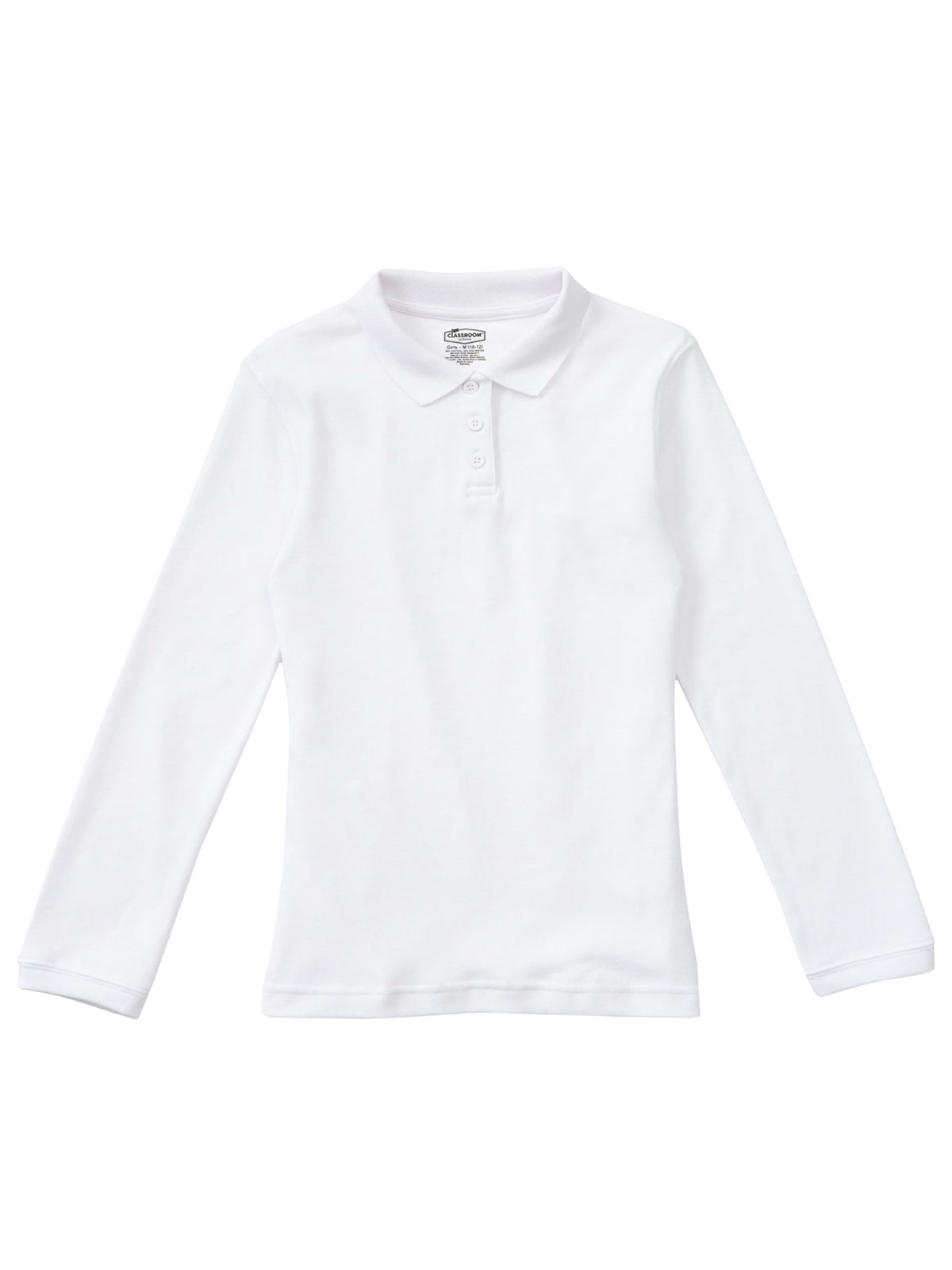 Junior Girls' Long Sleeve Fitted Interlock Polo