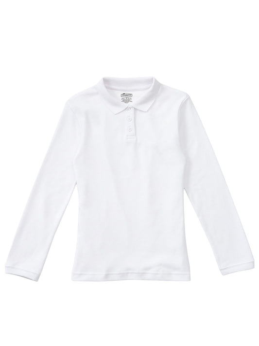 Girls' Long Sleeve Fitted Interlock Polo