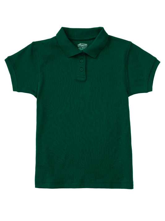 Junior Girls' Short Sleeve Fitted Interlock Polo