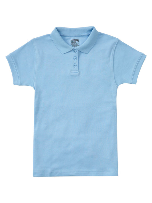 Junior Girls' Short Sleeve Fitted Interlock Polo