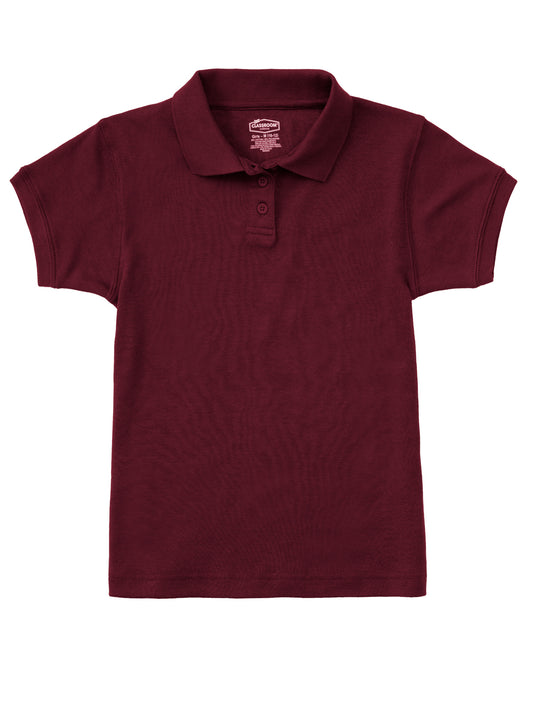 Girls' Short Sleeve Fitted Interlock Polo