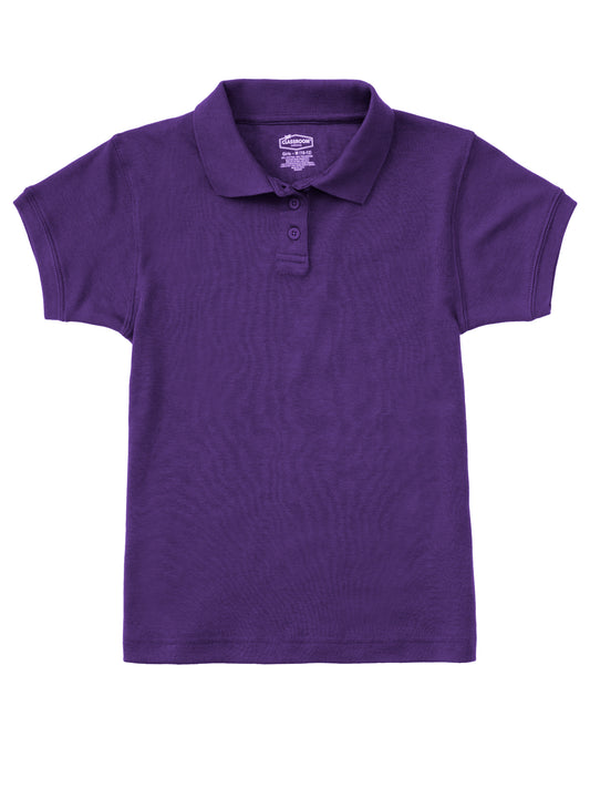 Girls' Short Sleeve Fitted Interlock Polo