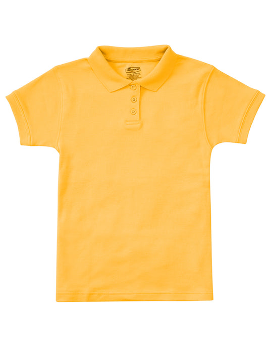 Girls' Short Sleeve Fitted Interlock Polo