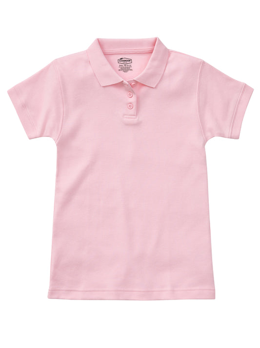 Girls' Short Sleeve Fitted Interlock Polo