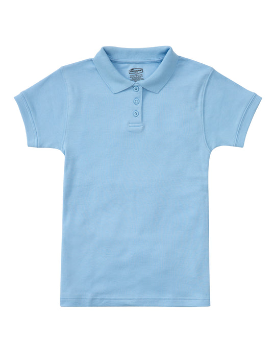 Girls' Short Sleeve Fitted Interlock Polo