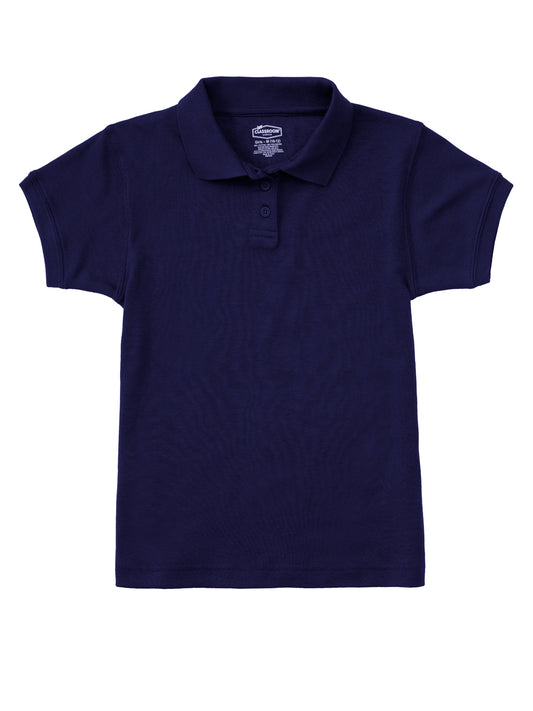 Girls' Short Sleeve Fitted Interlock Polo