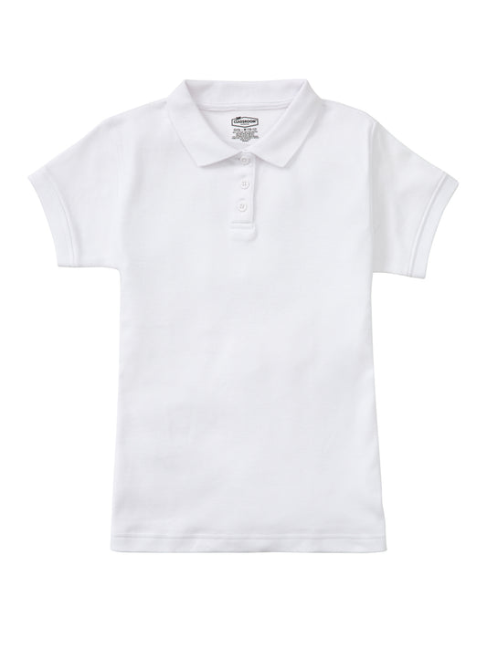 Girls' Short Sleeve Fitted Interlock Polo