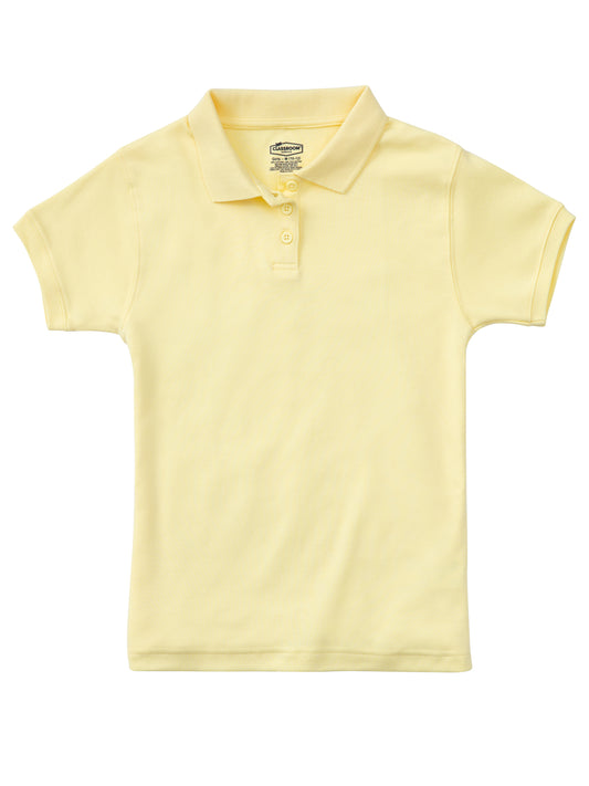 Girls' Short Sleeve Fitted Interlock Polo