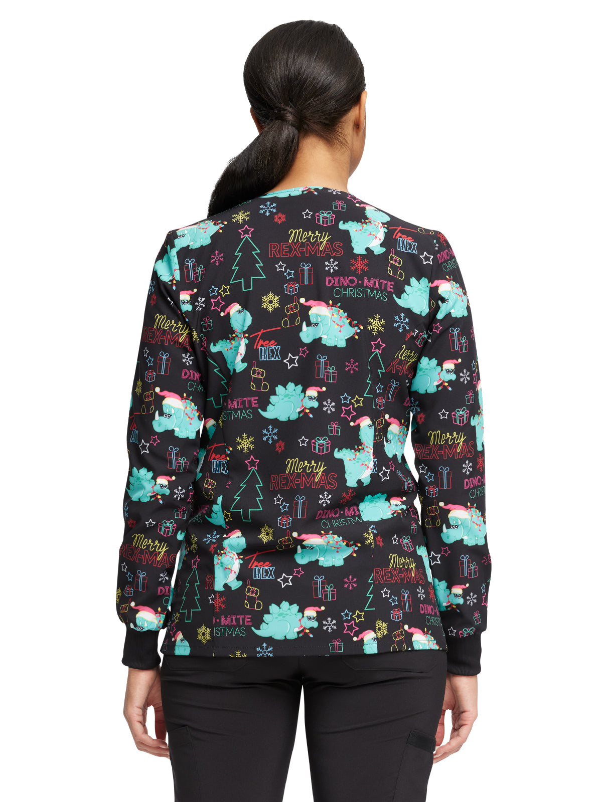 Women's Snap Front Print Scrub Jacket