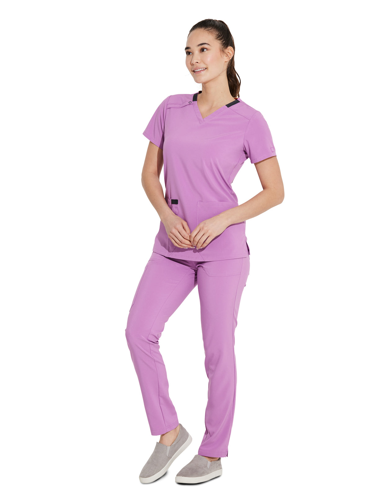 Women's 2-Pocket Contemporary V-Neck Scrub Top