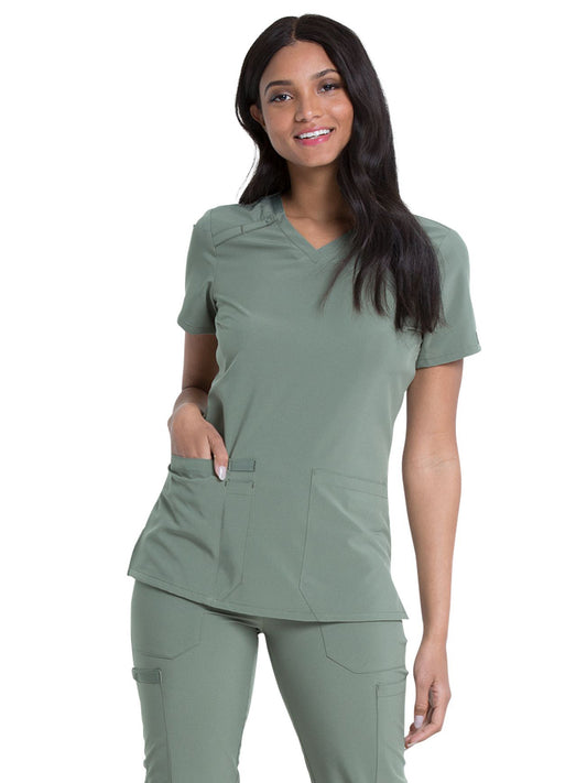 Women's 2-Pocket Contemporary V-Neck Scrub Top