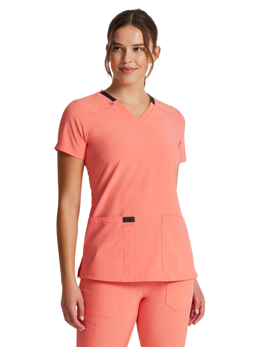 Women's 2-Pocket Contemporary V-Neck Scrub Top