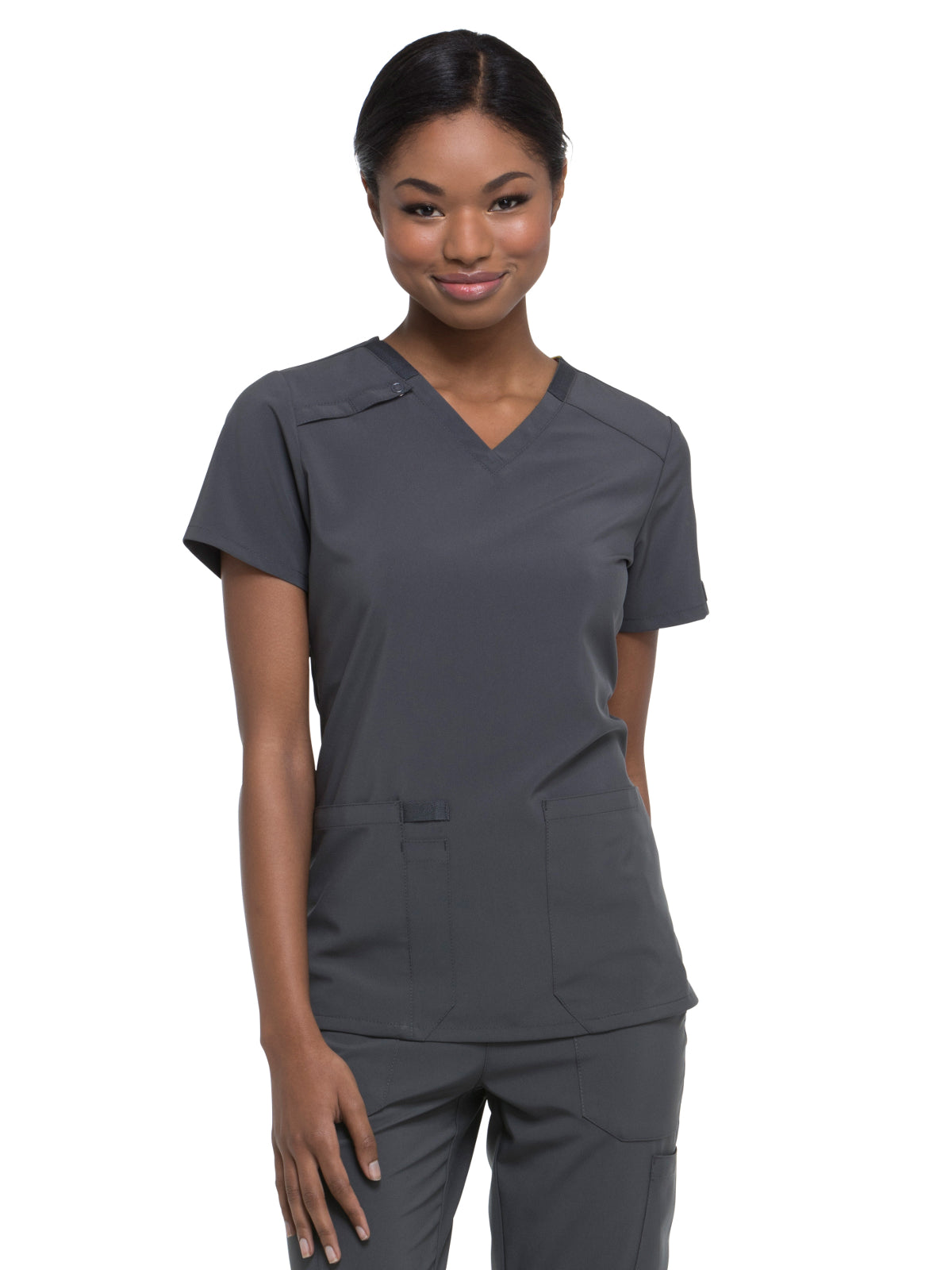 Women's 2-Pocket Contemporary V-Neck Scrub Top