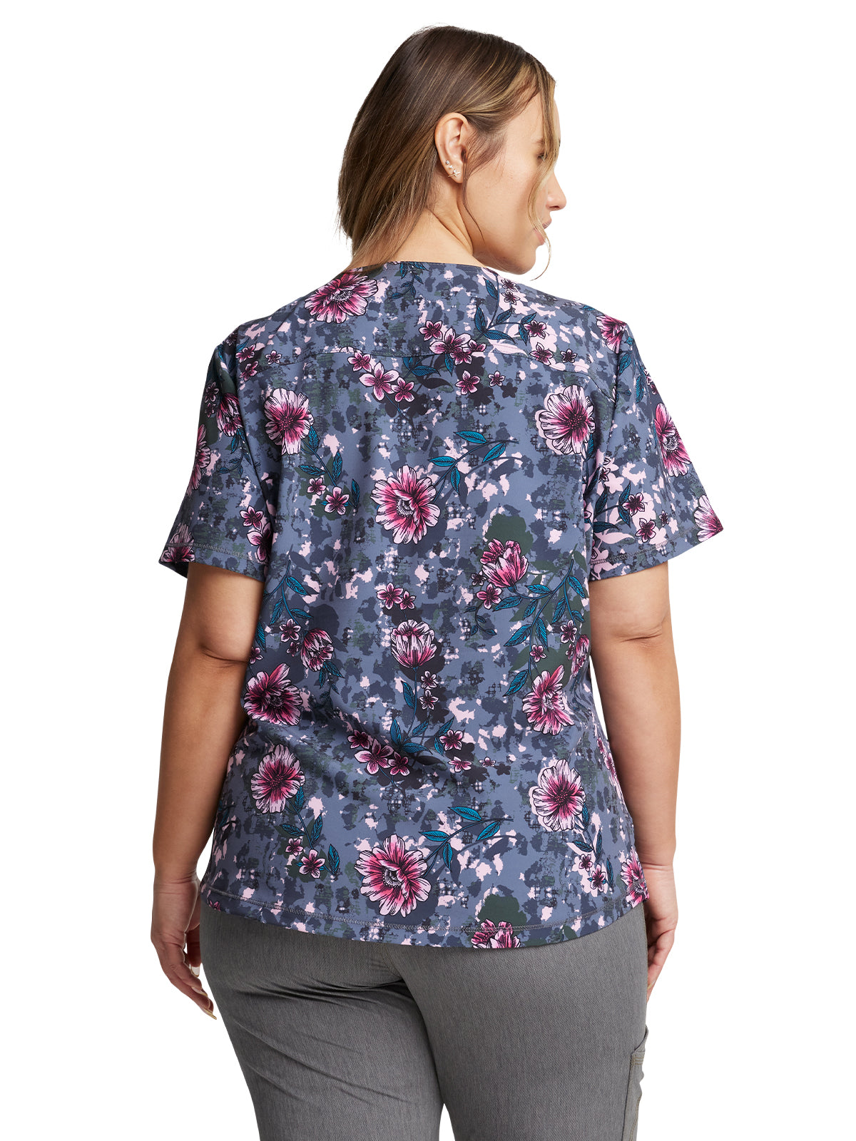 Women's 2-Pocket V-Neck Print Scrub Top