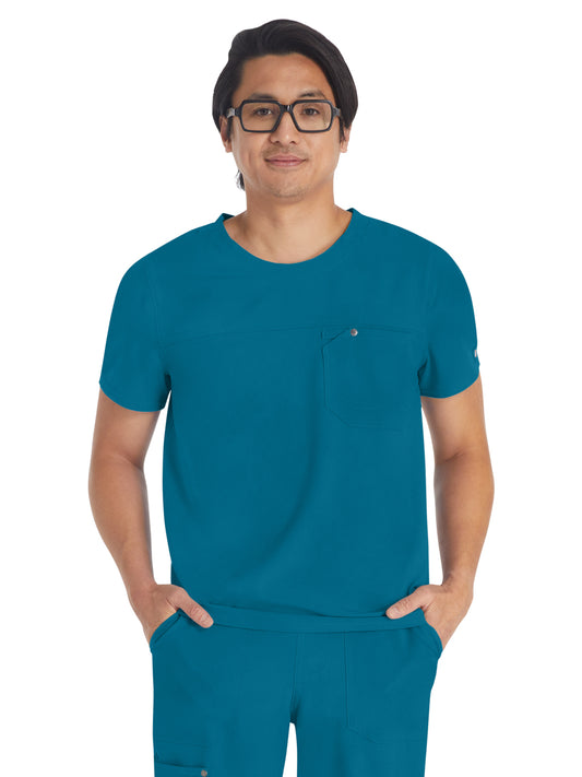 Men's 1-Pocket Round Neck Scrub Top