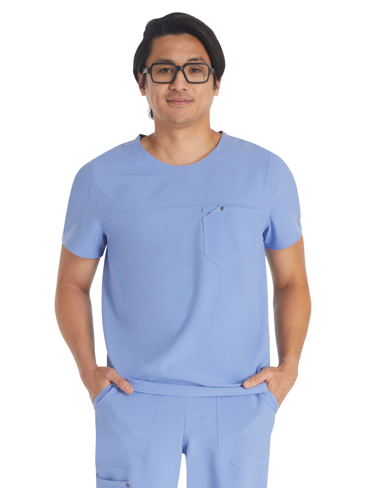 Men's 1-Pocket Round Neck Scrub Top