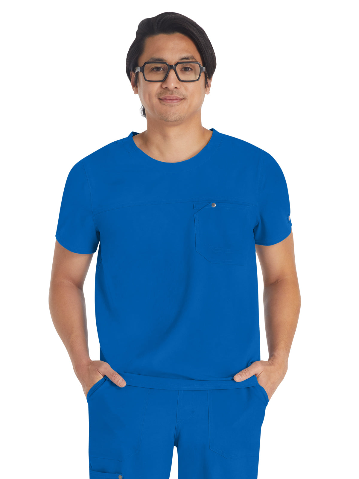 Men's 1-Pocket Round Neck Scrub Top