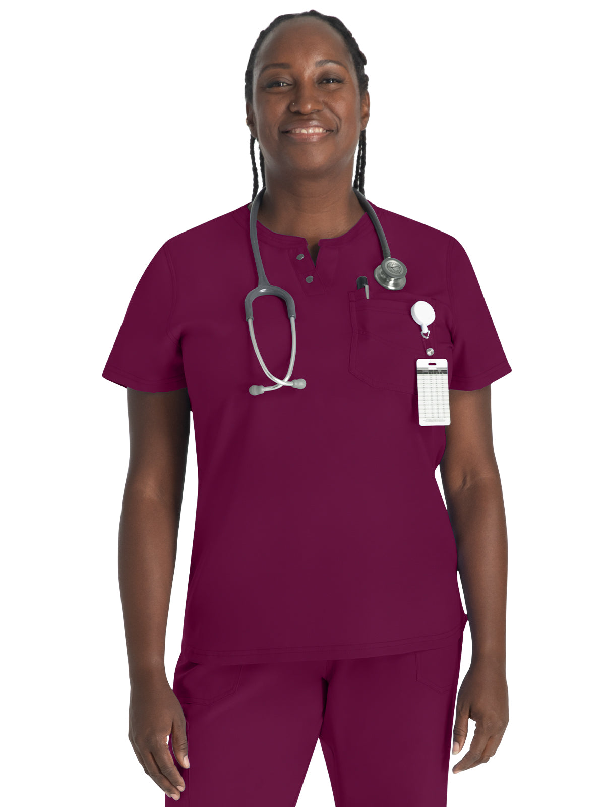 Women's 1-Pocket Henley Scrub Top