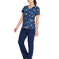 Women's 4-Pocket V-Neck Print Scrub Top