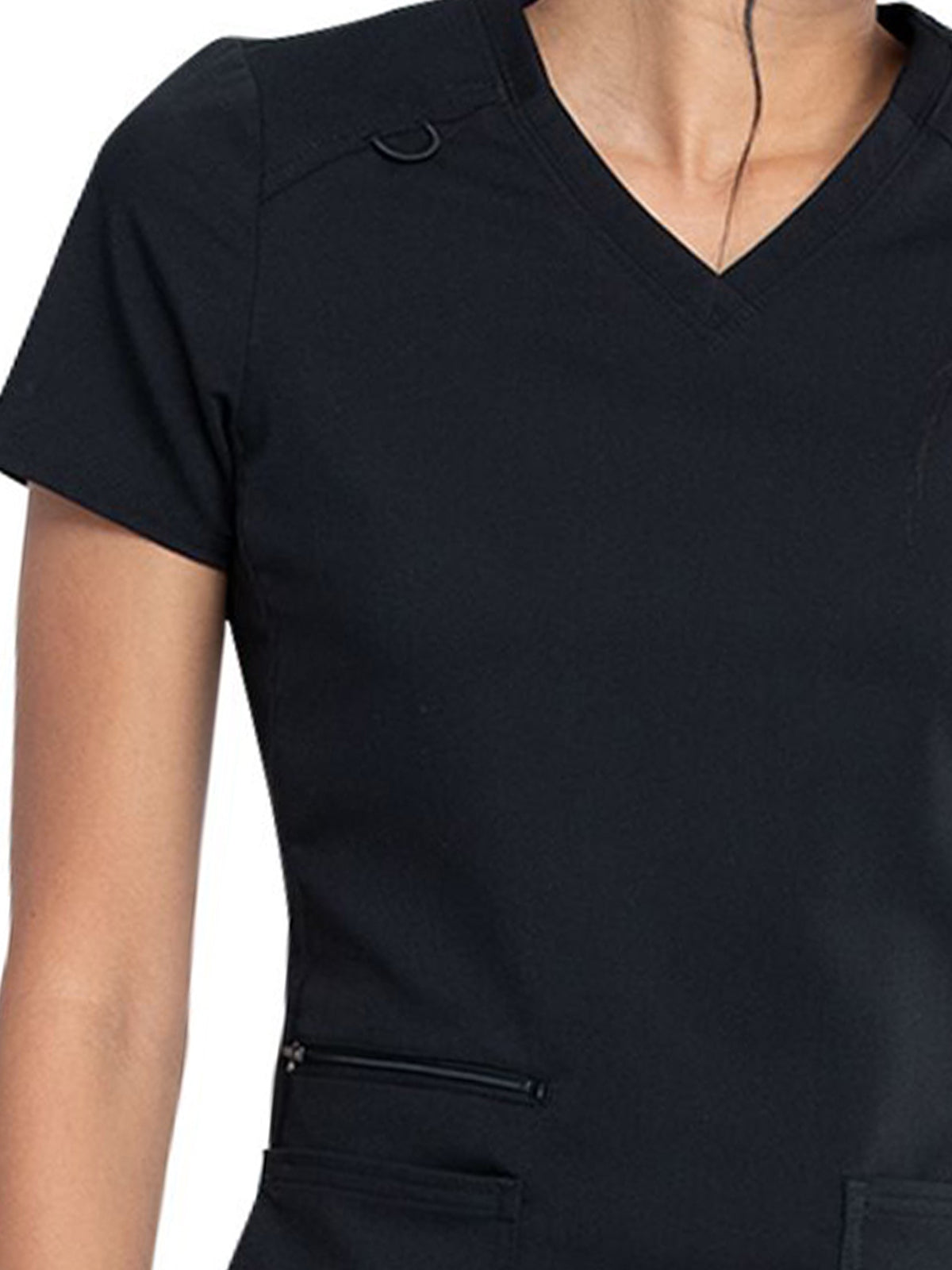 Women's 5-Pocket Rib Knit V-Neck Scrub Top