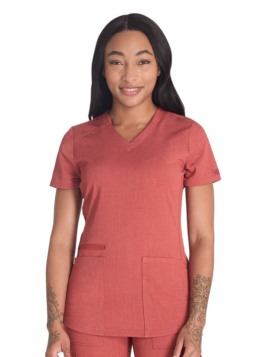 Women's 5-Pocket Rib Knit V-Neck Top