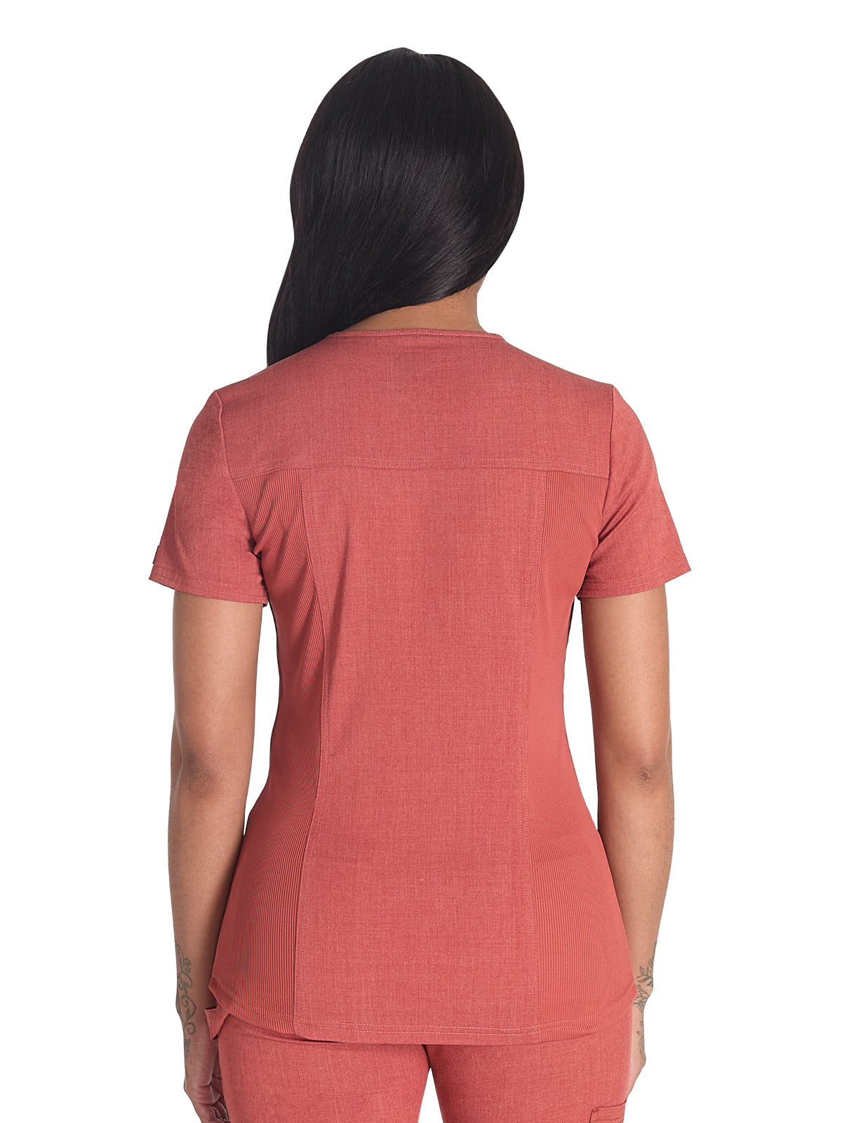 Women's 5-Pocket Rib Knit V-Neck Scrub Top